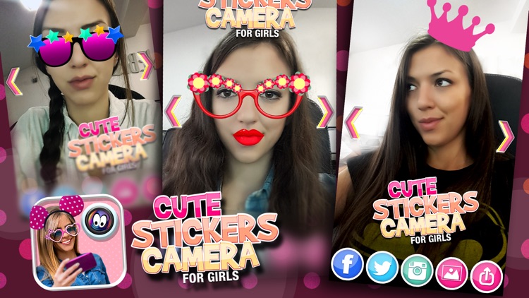 Cute Stickers Camera for Girls: Selfie Picture Decorator & Funny Face Photo Montage