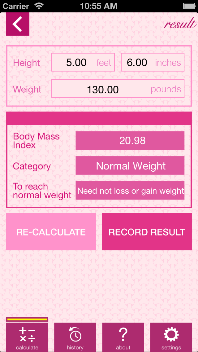 Screenshot #2 pour Weight and BMI Diary