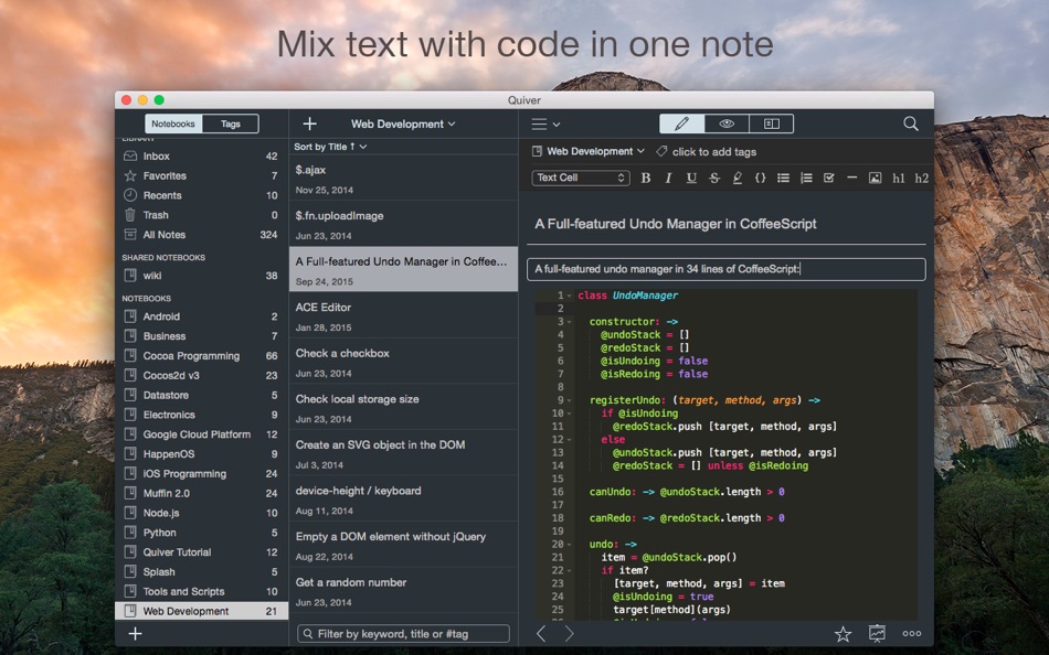 #2. Quiver - take better notes (macOS) 由: Yaogang Lian