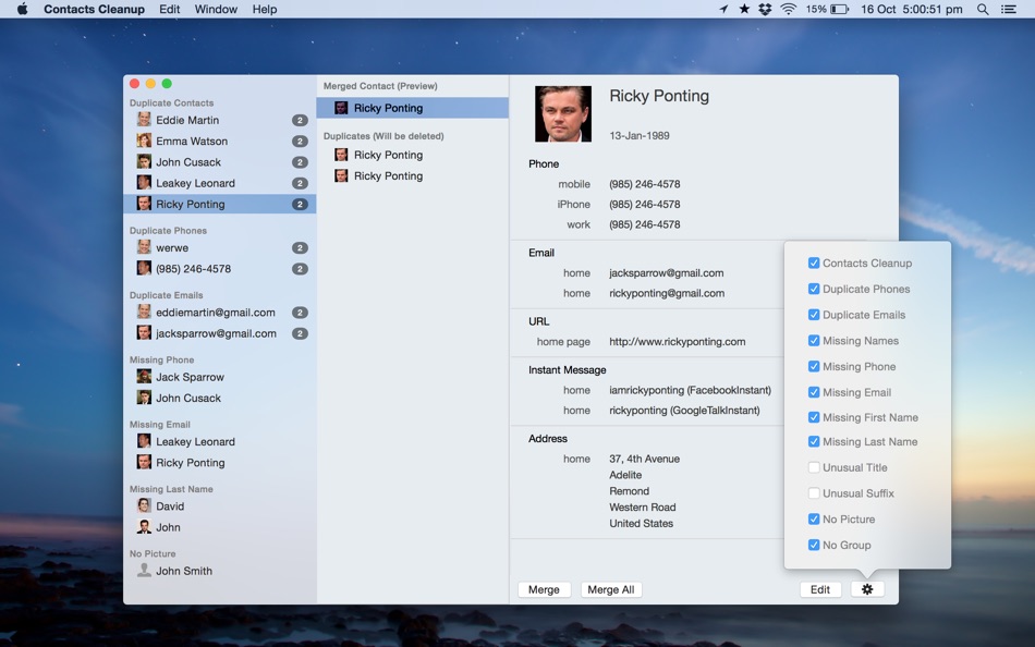 #3. Contacts Cleanup for Mac OS X (macOS) 作者: Aravindhan Parasuram
