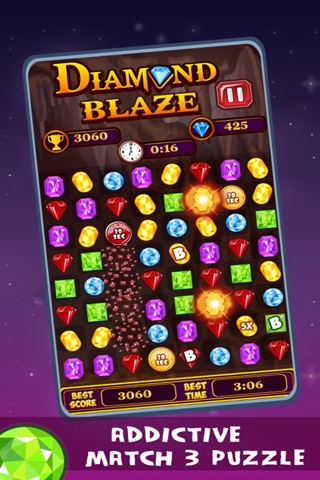 Diamond Blaze - Addictive Match 3 Puzzle adventure Mania screenshot 4