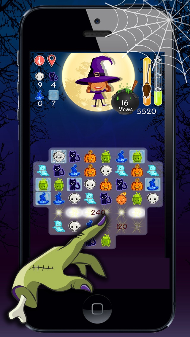 猫与withes万圣节美眉 - 僵尸怪物或头骨有趣的泡泡游戏，个可怕的夜晚 screenshot