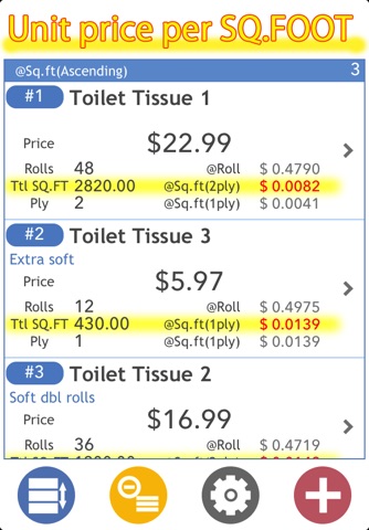 Unit Price Calculator - Which Toilet Tissue is the best price ? screenshot 2