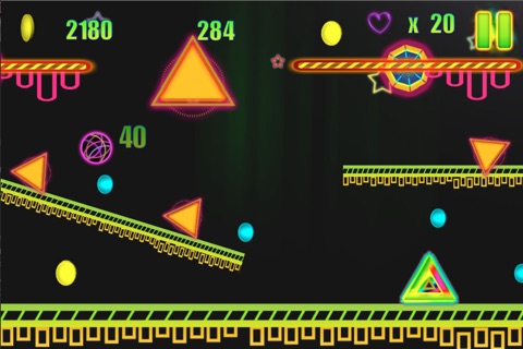 Neon Bouncing Ball Game - Pink Red Tap Spikes Challenge screenshot 2
