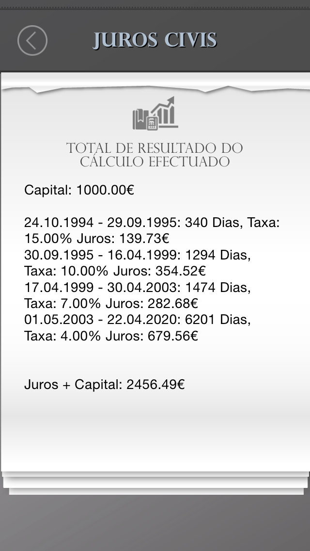 Screenshot #3 pour Cálculo de Juros Portugueses (Civil, Comercial, Fixo)