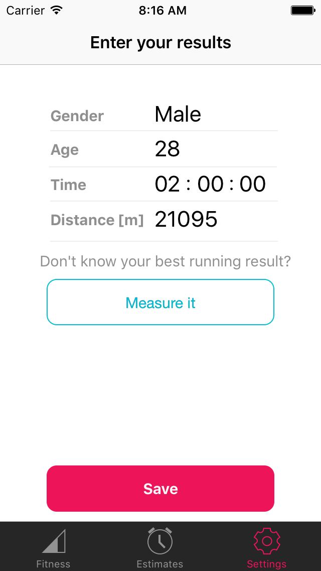 Running Calculator TSH