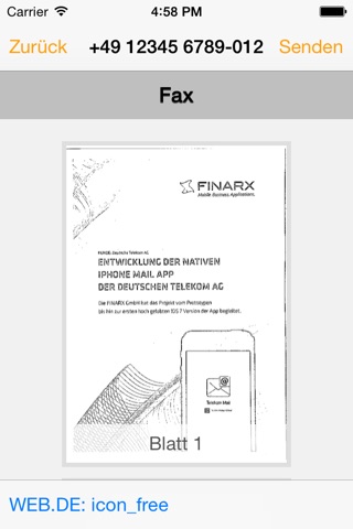 FINARX Fax für web.de screenshot 3