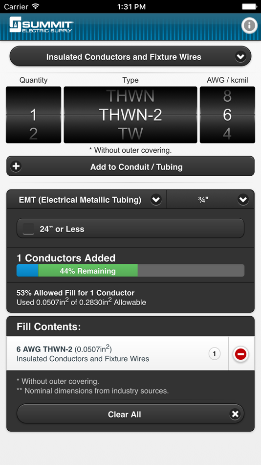 #1. Conduit Fill Tracker (iOS) 由: Summit Electric Supply