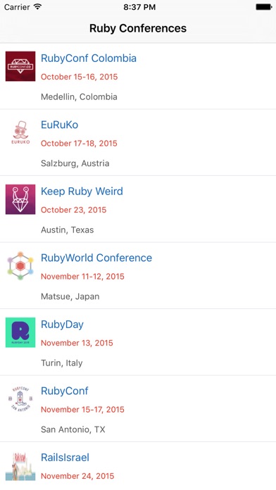 Ruby Raven - Information about Ruby Conferences Screenshot