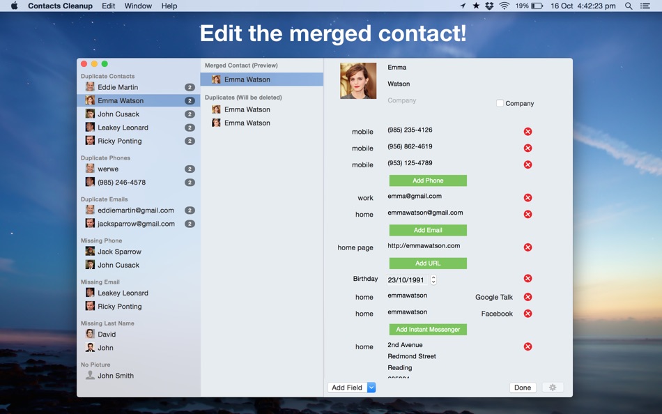 #2. Contacts Cleanup for Mac OS X (macOS) 作者: Aravindhan Parasuram