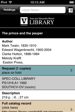 VU Library screenshot 3