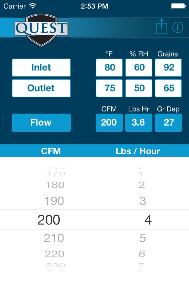 Quest Psychrometric Calculator screenshot 2