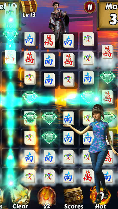 Screenshot #1 pour Mahjong Match Adventure World: tuiles anciennes Swipe & Switch bonbons chinois de recueillir tous les bijoux de diamants!