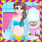 Pregnant Barbara Bathroom Cleaning