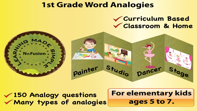 1st Grade Word Analogy for classrooms and home school