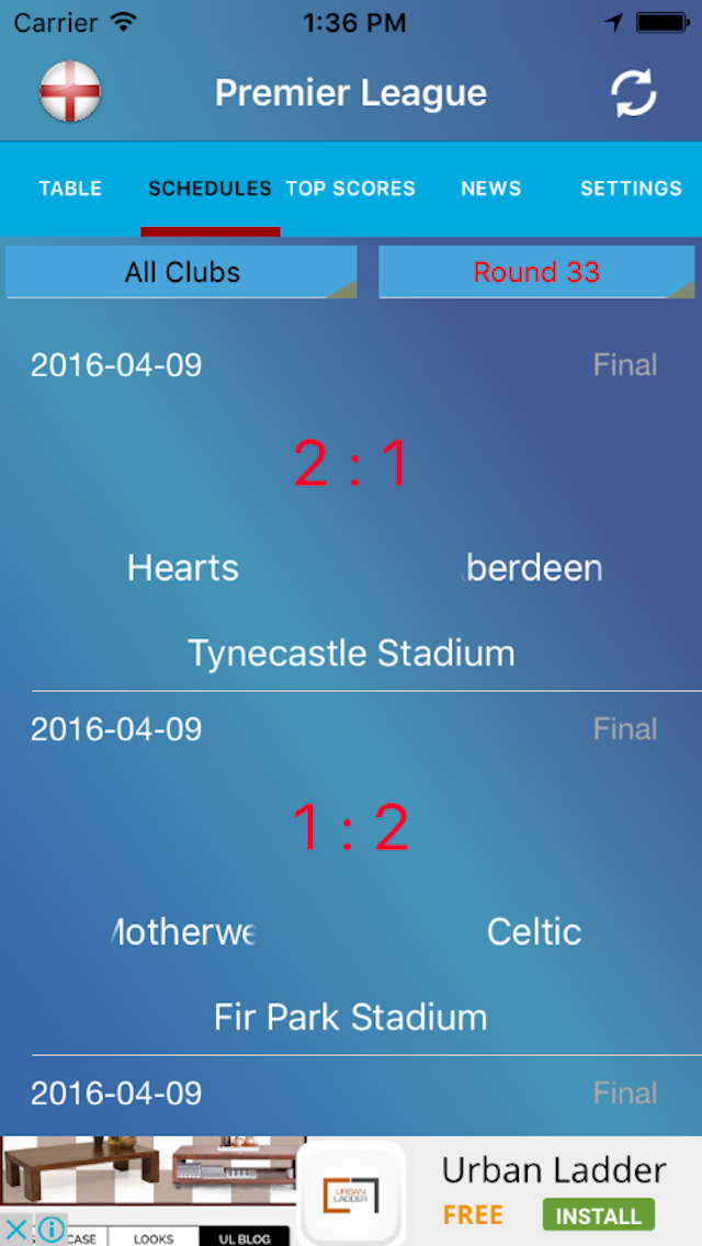 Live Score - Premier League