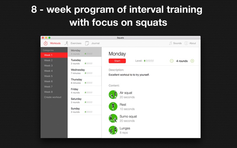 Screenshot #1 pour Squats - interval leg workout