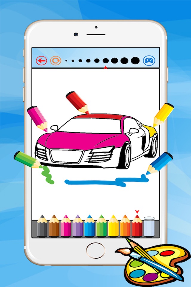 Super Car Coloring Book - Vehicle drawing for kid free game, Paint and color games HD for good kid screenshot 2