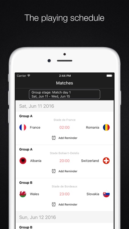 EURO 2016 - Scoreboard,Football schedule,Matches reminder screenshot-3