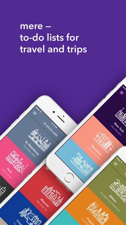 mere — to-do guide for travel. More than 20 cities in the world, 1000 interesting places and tasks.