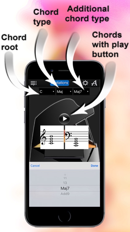 Piano Chords Compass Lite - learn the chord notes & play them