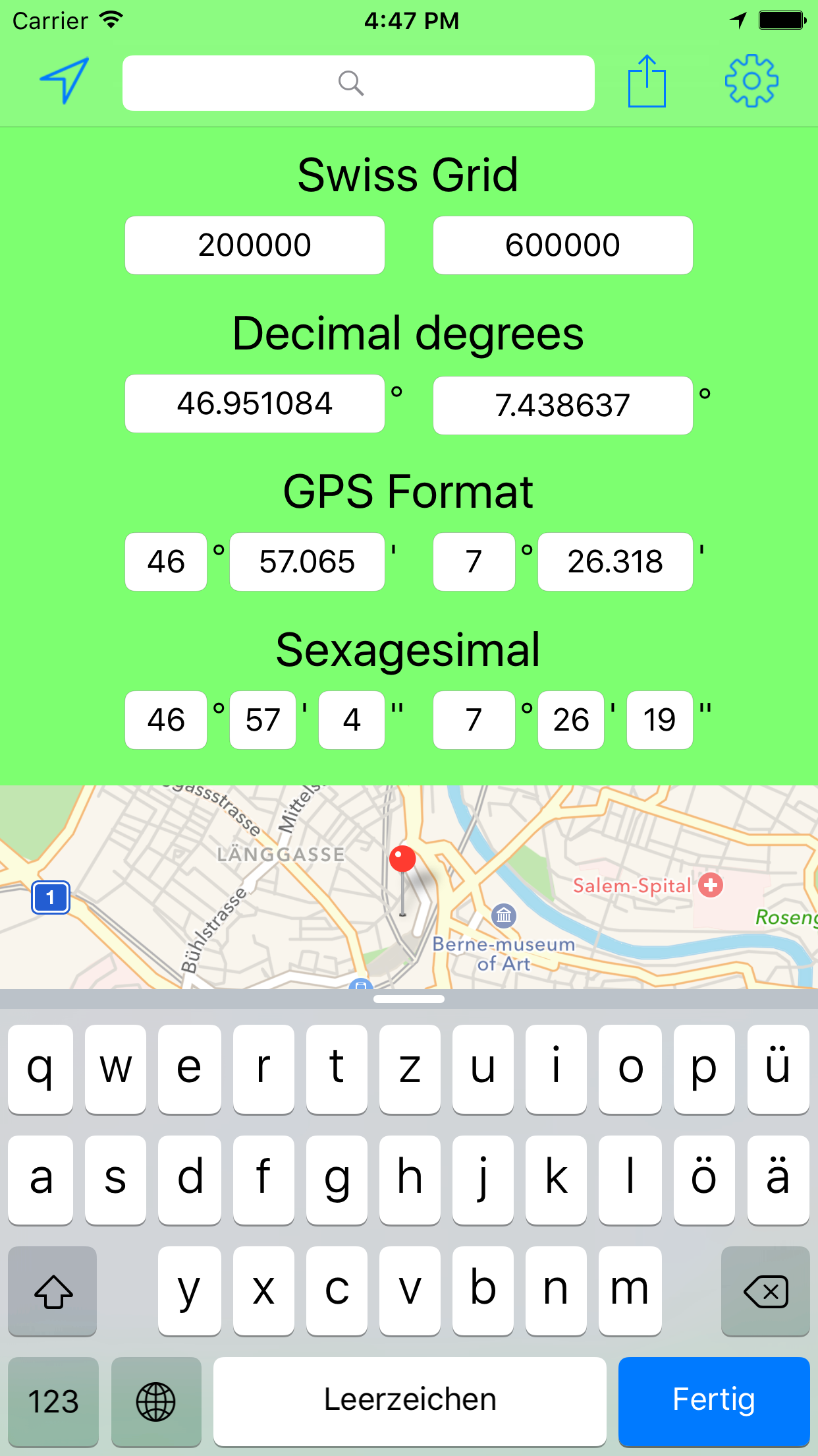 Swiss Grid Coordinates Tool