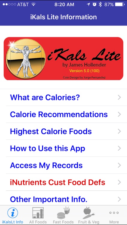 iKals Lite - iNutrient: Calories