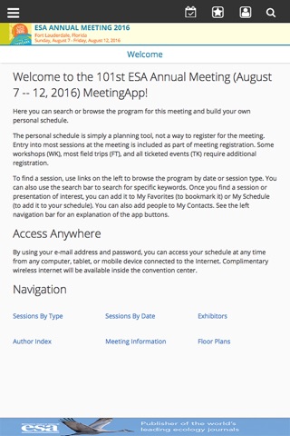 ESA 2016 Annual Meeting screenshot 2