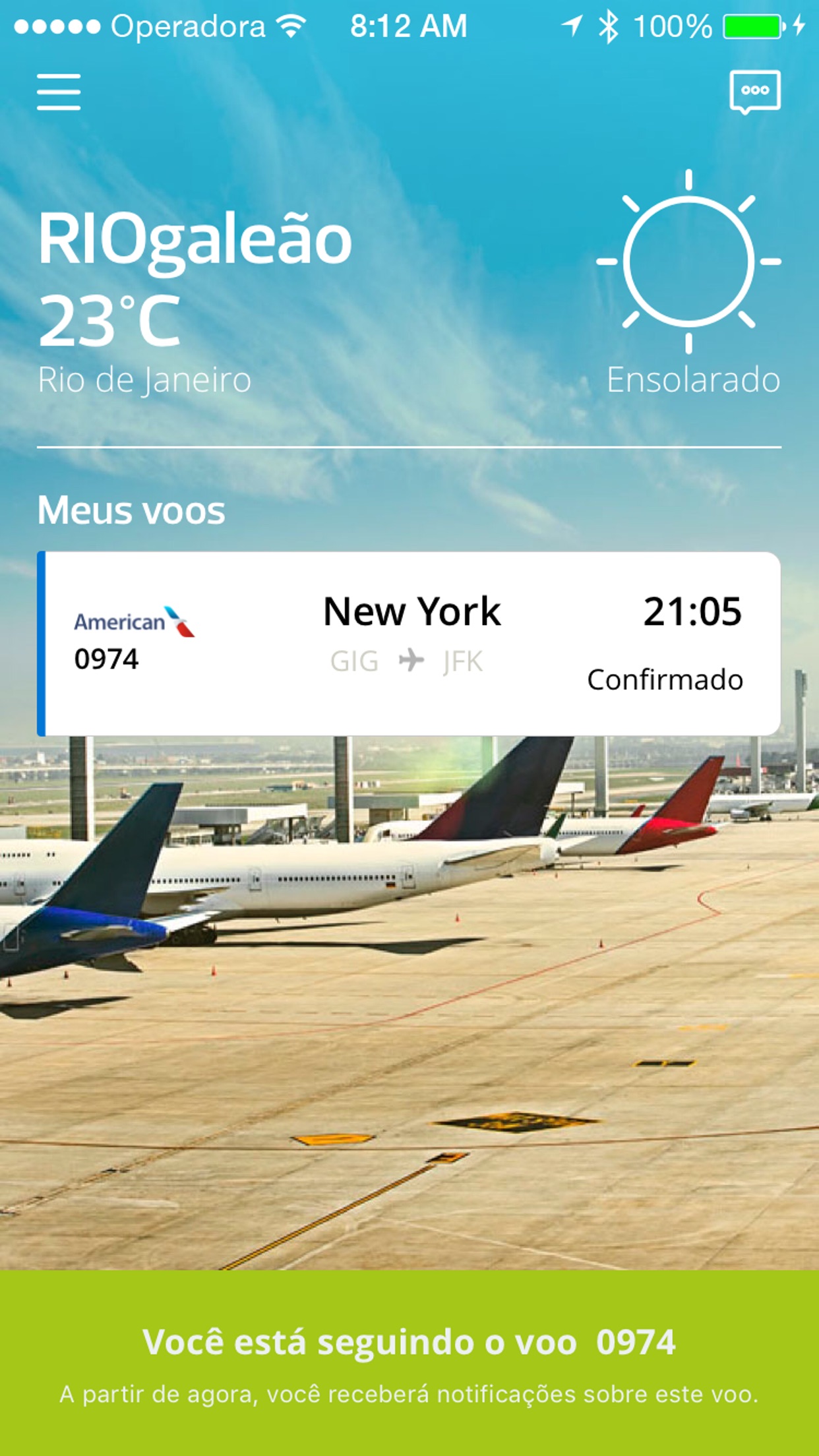 Screenshot do app RIOgaleão