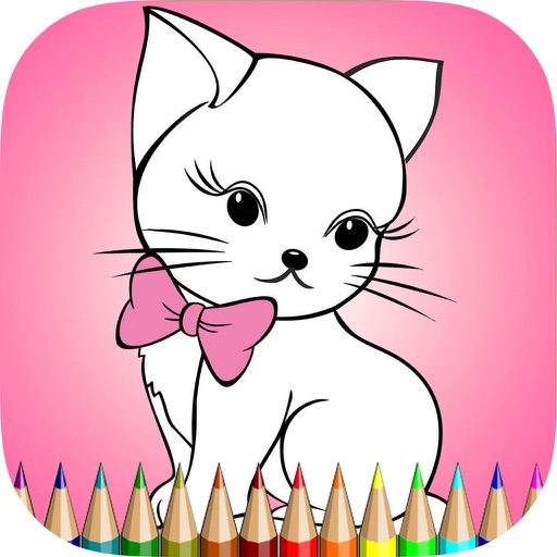 The Kitten Coloring Book HD: Learn to color and draw a kitten, Free games for children icon