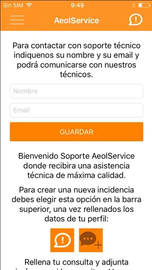 Captura de pantalla de Soporte AeolService en iPhone 1