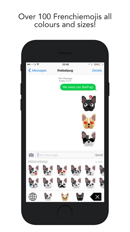 Frenchiemoji Sticker Keyboard by the Batpug