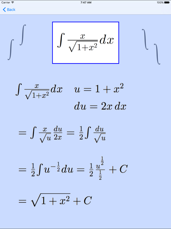 Integrals trainer iPad screenshot 2 - Education app