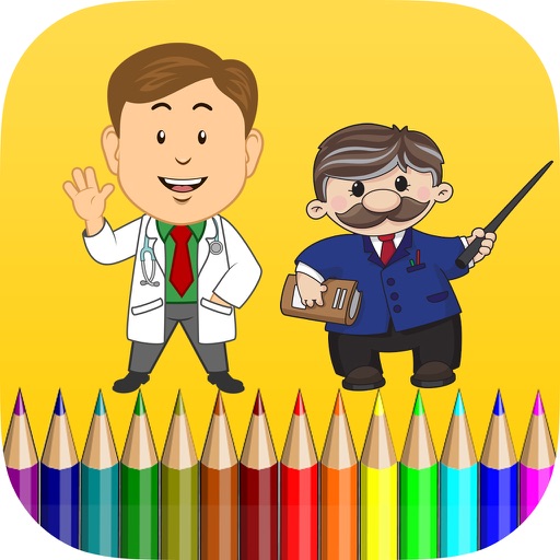 occupations coloring book for kids icon