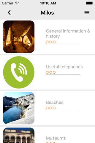Milos Guide App - náhled