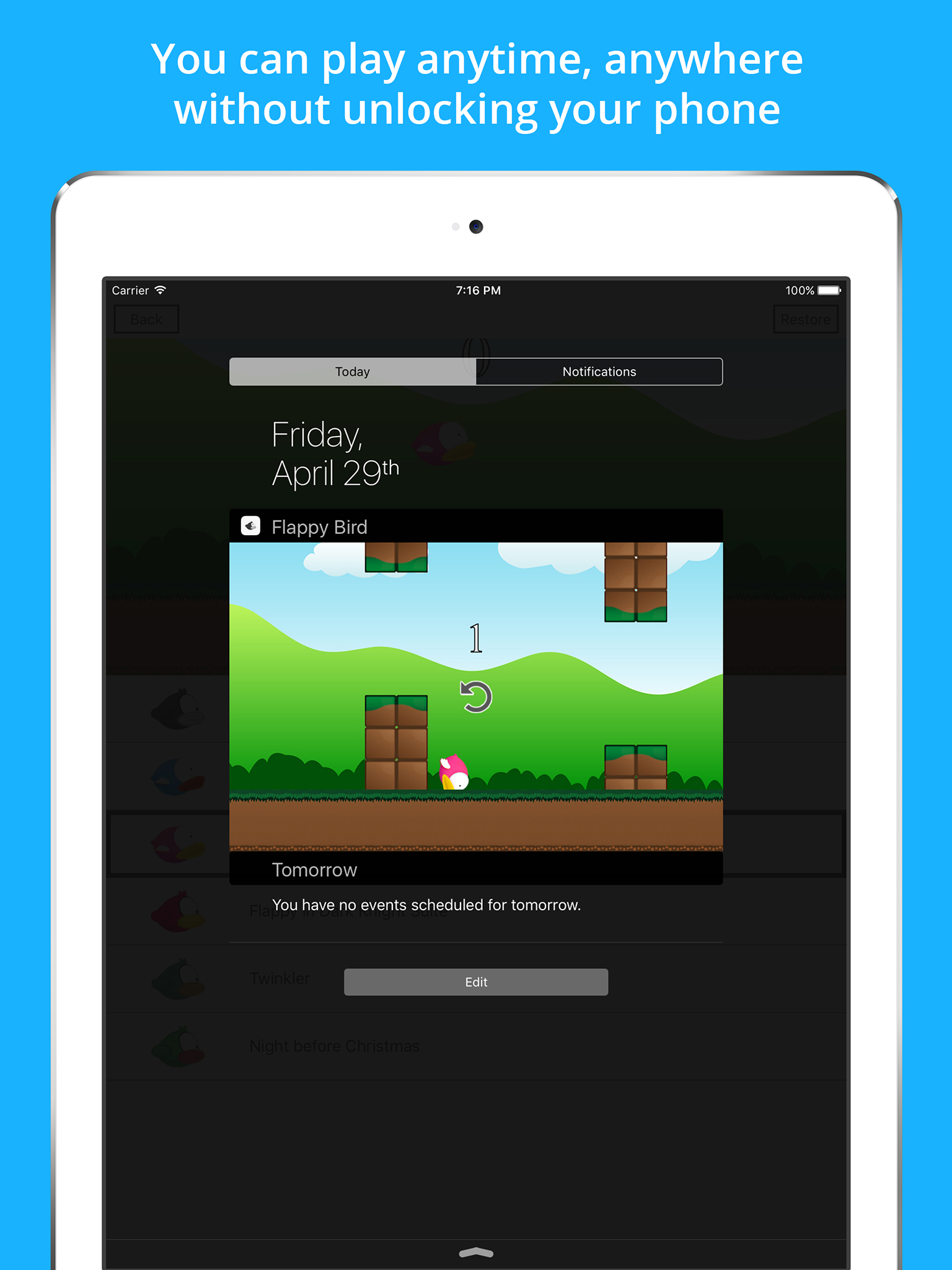 Clumsy Bird - The Trump Jumping And Switch Color Notification Widget Game screenshot 5