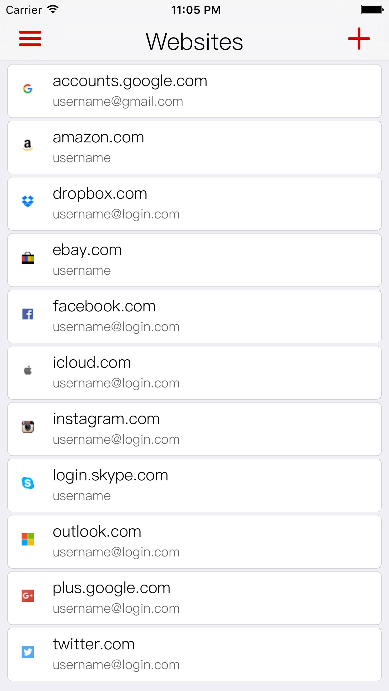 Screenshot do app FingerKey