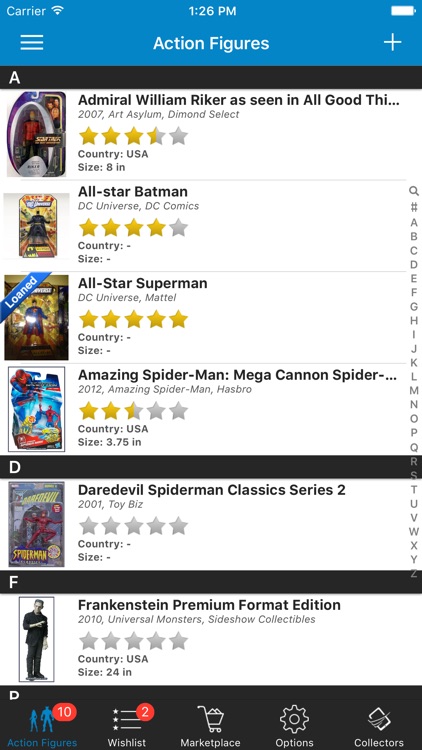 Action Figures Toys Collector Inventory Database