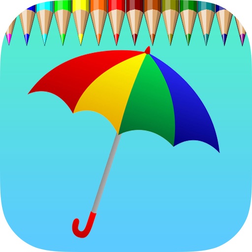 umbrella coloring book  free games foe kids : learn to paint umbrellas and shoes. icon