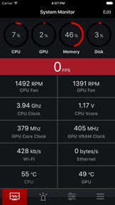 MSI Dragon Dashboard screenshot
