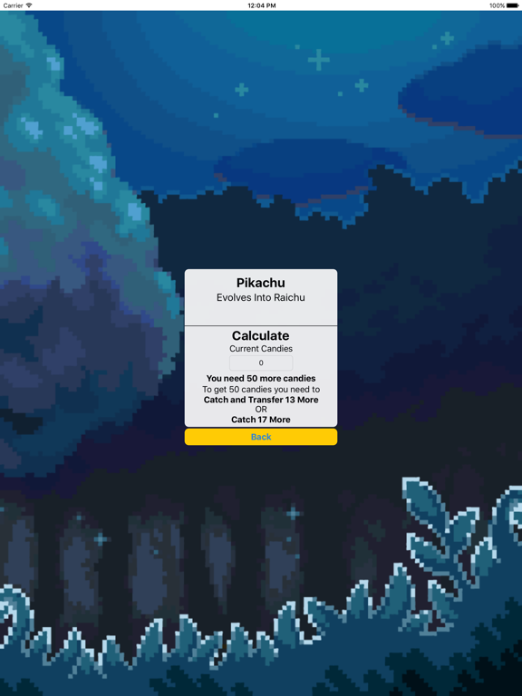 Candy Evolution Calculator For Pokémon GO iPad screenshot 1 - Games app