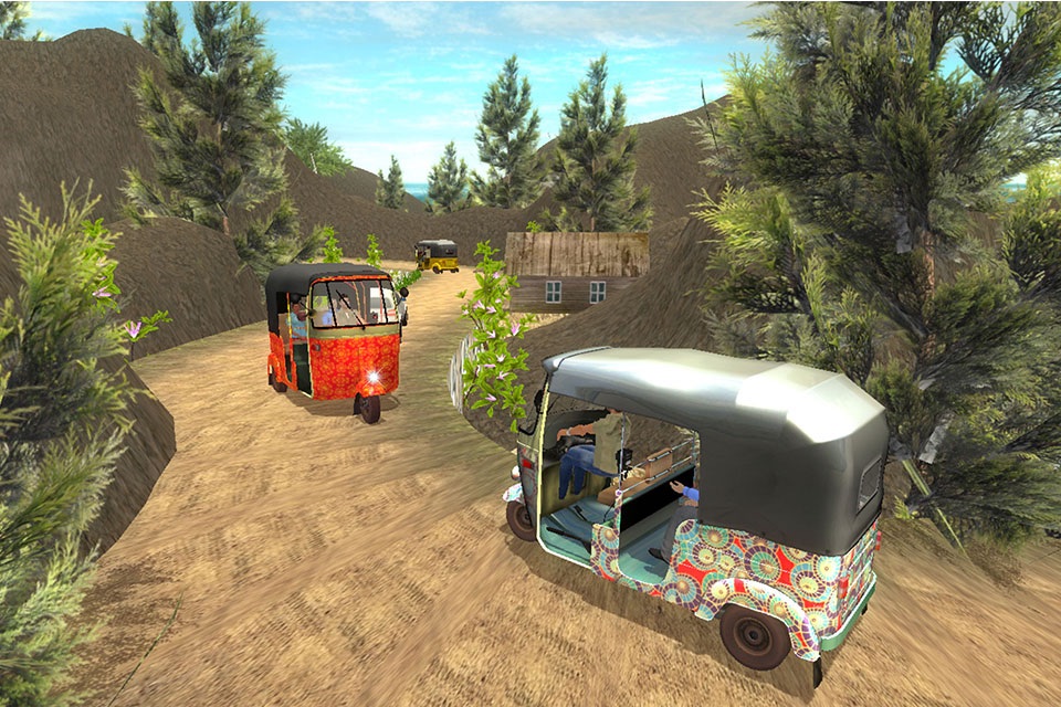 Off road tuk tuk auto rickshaw driving 3D simulator free 2016 - Take tourists to their destinations through hilly tracks screenshot 3