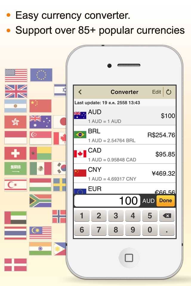 CurrencyCal - currency & exchange rates converter + calculator for travel.er screenshot 2