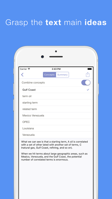 Screenshot #2 pour Conceptmeister Free - document summarizer and, concepts extractor