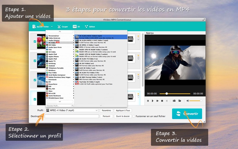 Screenshot #1 pour 4Video MP4 Convertisseur - MOV
