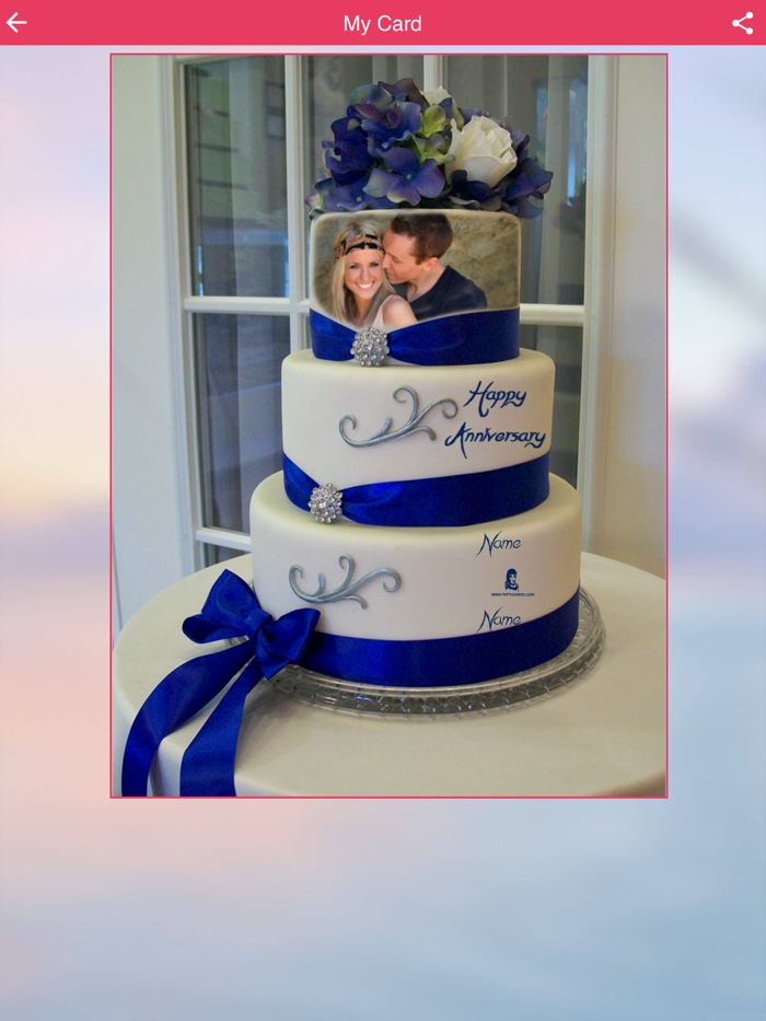 Name and Photo on Anniversary Cake