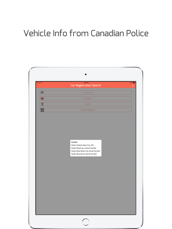 Car Registration Search - Detailed vehicle info iPad screenshot