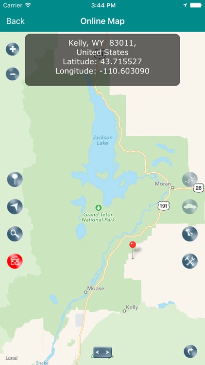 Grand Teton National Park Map, Wyoming