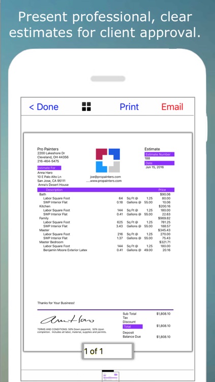 Painting Contractor Estimating and Invoicing Tool (for many trades: Painters, Decorators, Designers, Artists, Wallpaper, Handymen, Home Improvement, Carpenters, Home Builders and more) screenshot-3