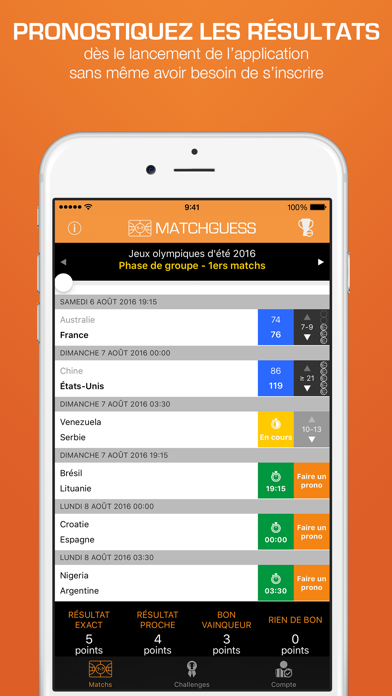 Screenshot #1 pour Matchguess : pronostics de basket entre potes